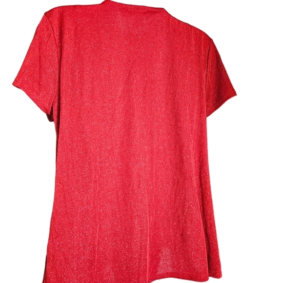 Jaclyn Smith red glitter cowl neck top medium - Picture 2 of 2